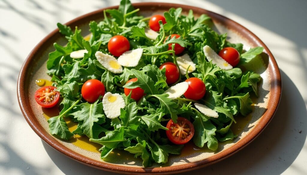 Salata rucola, rosii cherry si parmezan